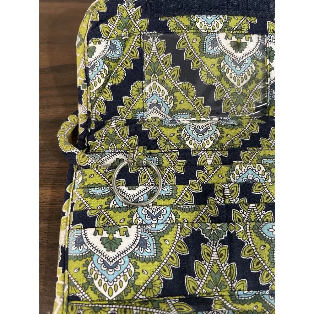 Vera Bradley Crossbody Trifold Wallet Purse Small Green Blue Paisley‎ Strap